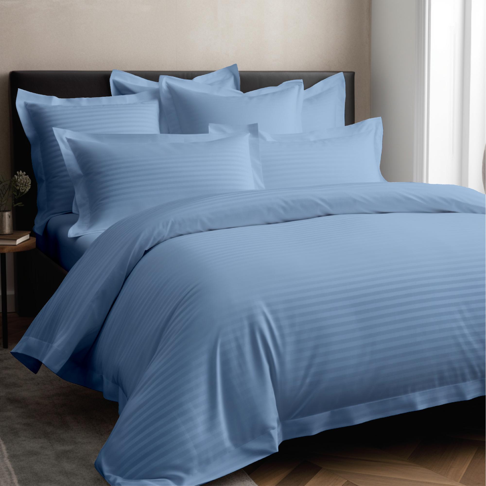 Голубой/ КПБ Сатин-страйп